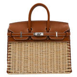 Hermes25cm Birkin Picnic Fauve Barenia Leather/ Osier Wicker Palladium Hardware
