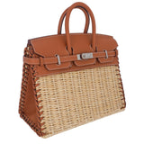 Hermes25cm Birkin Picnic Gold Swift Leather/ Osier Wicker Palladium Hardware