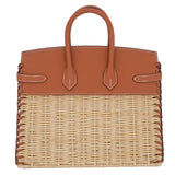 Hermes25cm Birkin Picnic Gold Swift Leather/ Osier Wicker Palladium Hardware