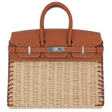 Hermes25cm Birkin Picnic Gold Swift Leather/ Osier Wicker Palladium Hardware