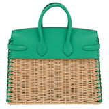Hermes25cm Birkin Picnic Menthe Swift Leather/ Osier Wicker Palladium Hardware