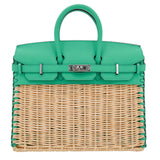 Hermes25cm Birkin Picnic Menthe Swift Leather/ Osier Wicker Palladium Hardware