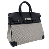 Hermes25cm Birkin Quadrille Black & White Swift Leather Toile Palladium Hardware