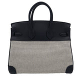 Hermes25cm Birkin Quadrille Black & White Swift Leather Toile Palladium Hardware