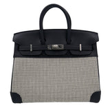 Hermes25cm Birkin Quadrille Black & White Swift Leather Toile Palladium Hardware