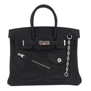 Hermes25cm Birkin Rock Black Volupto Leather Palladium Hardware