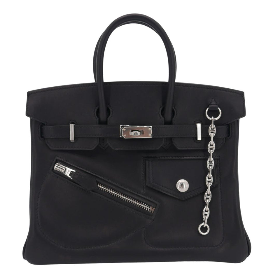 Hermes25cm Birkin Rock Black Volupto Leather Palladium Hardware