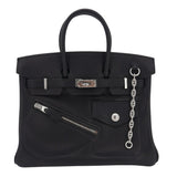 Hermes25cm Birkin Rock Black Volupto Leather Palladium Hardware