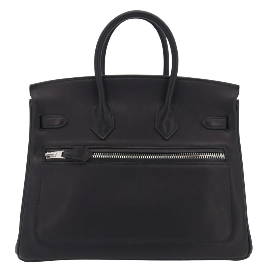 Hermes25cm Birkin Rock Black Volupto Leather Palladium Hardware