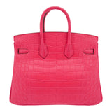 Hermes25cm Birkin Rose Extreme Matte Alligator Palladium Hardware