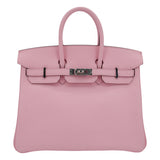 Hermes25cm Birkin Rose Sakura Swift Leather Palladium Hardware