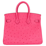 Hermes25cm Birkin Rose Tyrien Ostrich Palladium Hardware