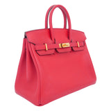 Hermes25cm Birkin Rouge Piment Swift Leather Gold Hardware