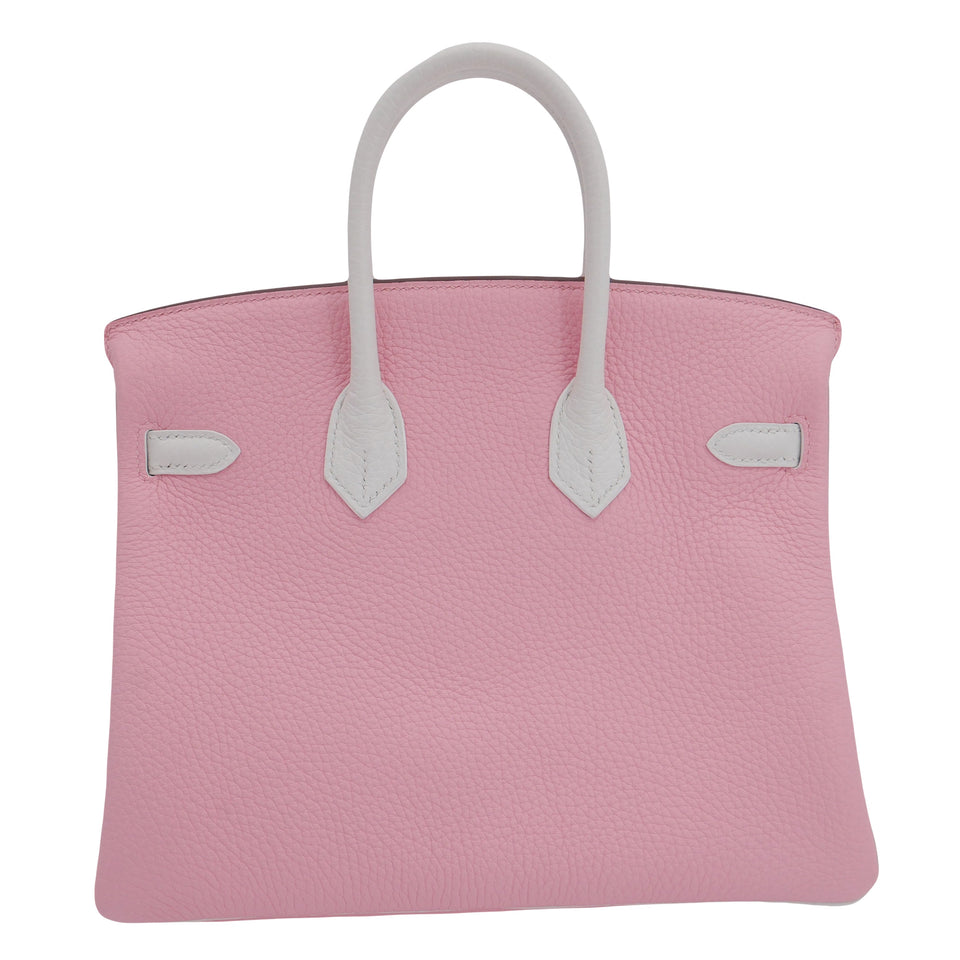 Hermes25cm Birkin Sakura/ White Clemence Leather Gold Hardware