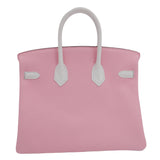 Hermes25cm Birkin Sakura/ White Clemence Leather Gold Hardware