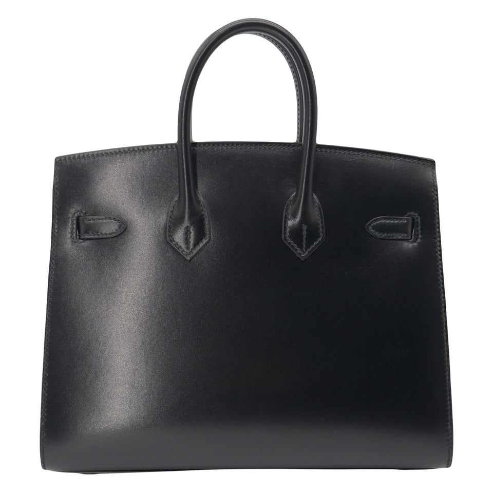 Hermes25cm Birkin Sellier Black Box Calf Leather Palladium Hardware