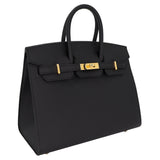 Hermes25cm Birkin Sellier Black Epsom Leather Gold Hardware