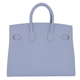 Hermes25cm Birkin Sellier Bleu Brume Epsom Leather Palladium Hardware