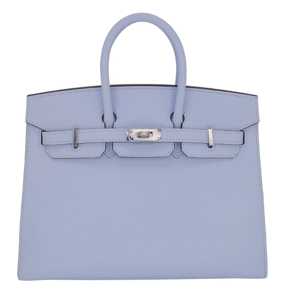 Hermes25cm Birkin Sellier Bleu Brume Epsom Leather Palladium Hardware