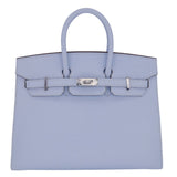 Hermes25cm Birkin Sellier Bleu Brume Epsom Leather Palladium Hardware