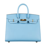 Hermes25cm Birkin Sellier Celeste Epsom Leather Gold Hardware