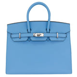 Hermes25cm Birkin Sellier Celeste Epsom Leather Palladium Hardware