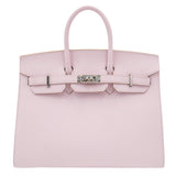 Hermes25cm Birkin Sellier Mauve Pale Epsom Leather Palladium Hardware