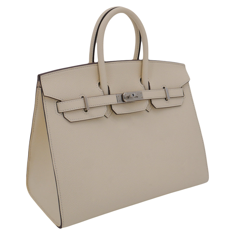 Hermes25cm Birkin Sellier Nata Epsom Leather Palladium Hardware