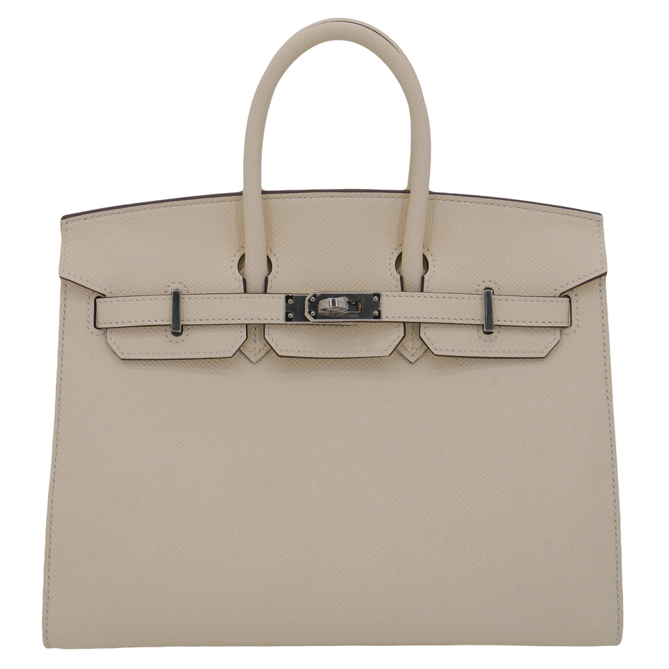 Hermes25cm Birkin Sellier Nata Epsom Leather Palladium Hardware