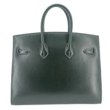 Hermes25cm Birkin Sellier Vert Fonce Box Calf Palladium Hardware