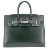 Hermes25cm Birkin Sellier Vert Fonce Box Calf Palladium Hardware