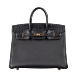 Hermes25cm Birkin Touch Black Matte Alligator/ Togo Leather Rose Gold Hardware