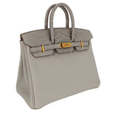 Hermes25cm Birkin Touch Gris Perle Matte Alligator/ Togo Leather Gold Hardware