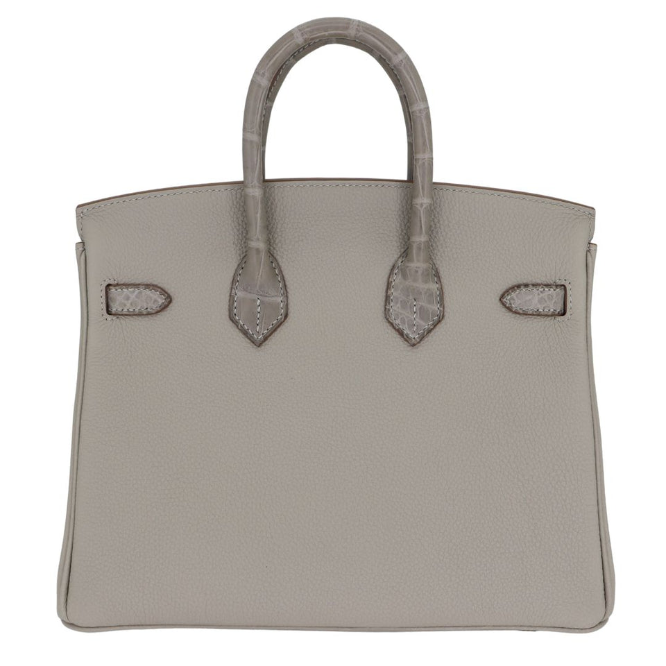 Hermes25cm Birkin Touch Gris Perle Matte Alligator/ Togo Leather Gold Hardware