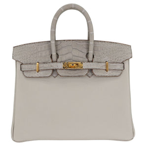 Hermes25cm Birkin Touch Gris Perle Matte Alligator/ Togo Leather Gold Hardware