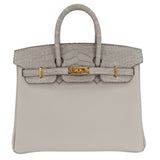 Hermes25cm Birkin Touch Gris Perle Matte Alligator/ Togo Leather Gold Hardware
