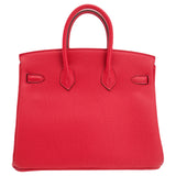 Hermes25cm Birkin Verso Rouge Casaque Togo Leather Palladium Hardware