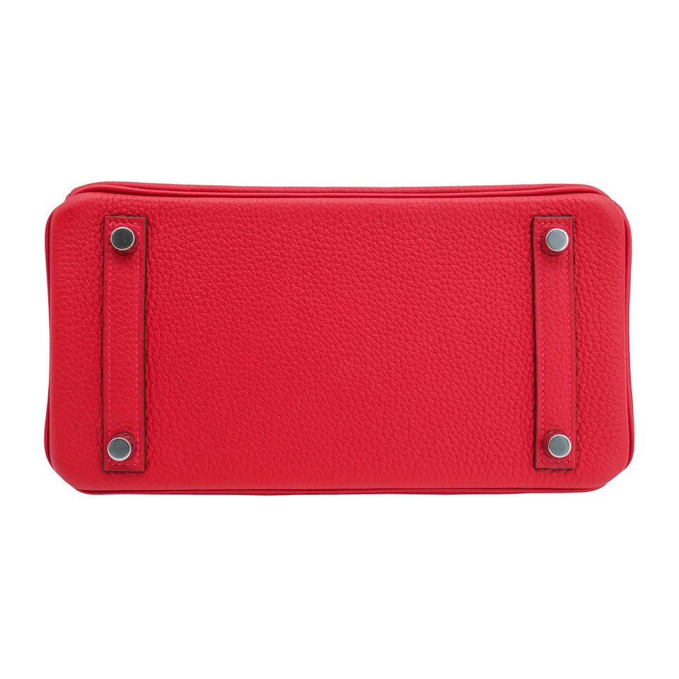 Hermes25cm Birkin Verso Rouge Casaque Togo Leather Palladium Hardware