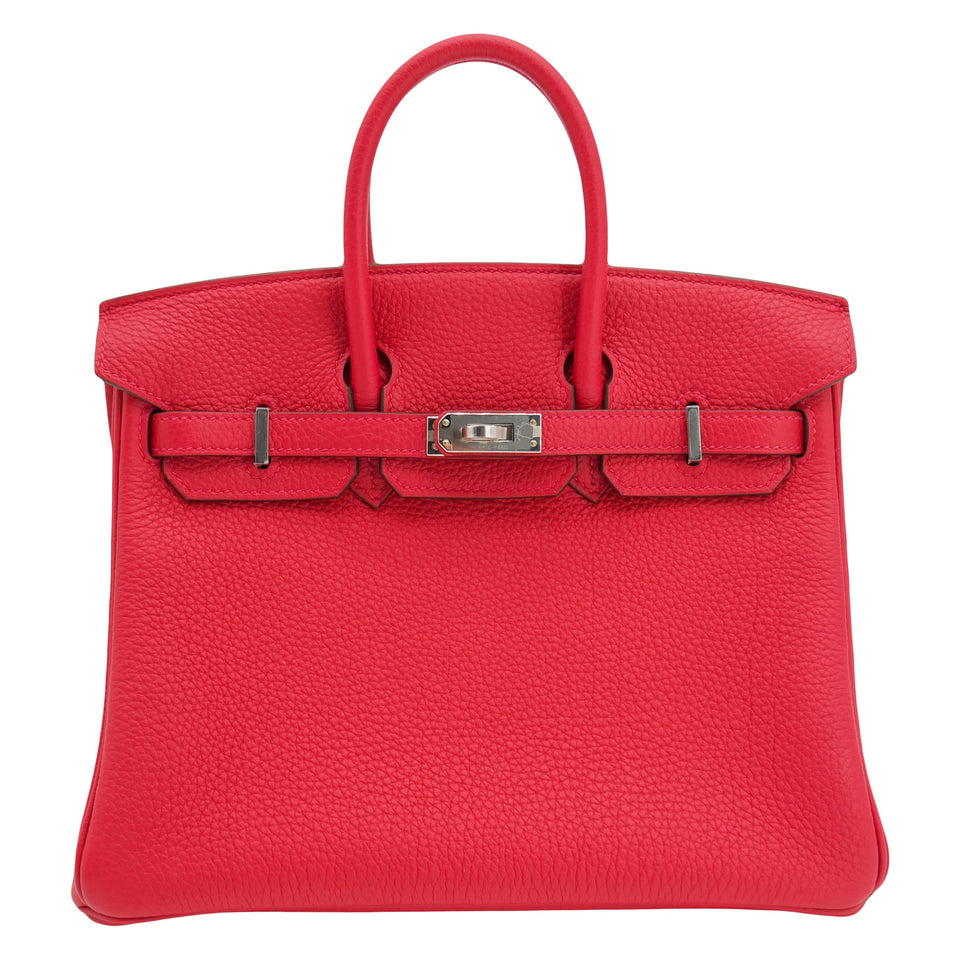 Hermes25cm Birkin Verso Rouge Casaque Togo Leather Palladium Hardware
