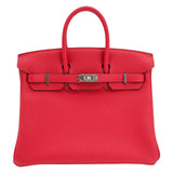Hermes25cm Birkin Verso Rouge Casaque Togo Leather Palladium Hardware