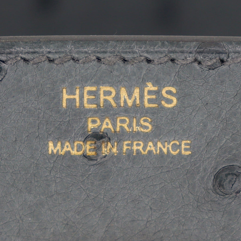Hermes25cm Birkin Vert Amande Ostrich Gold Hardware