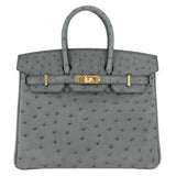 Hermes25cm Birkin Vert Amande Ostrich Gold Hardware