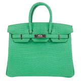 Hermes25cm Birkin Vert Comics Matte Alligator Palladium Hardware