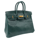 Hermes25cm Birkin Vert Cypress Lizard Gold Hardware