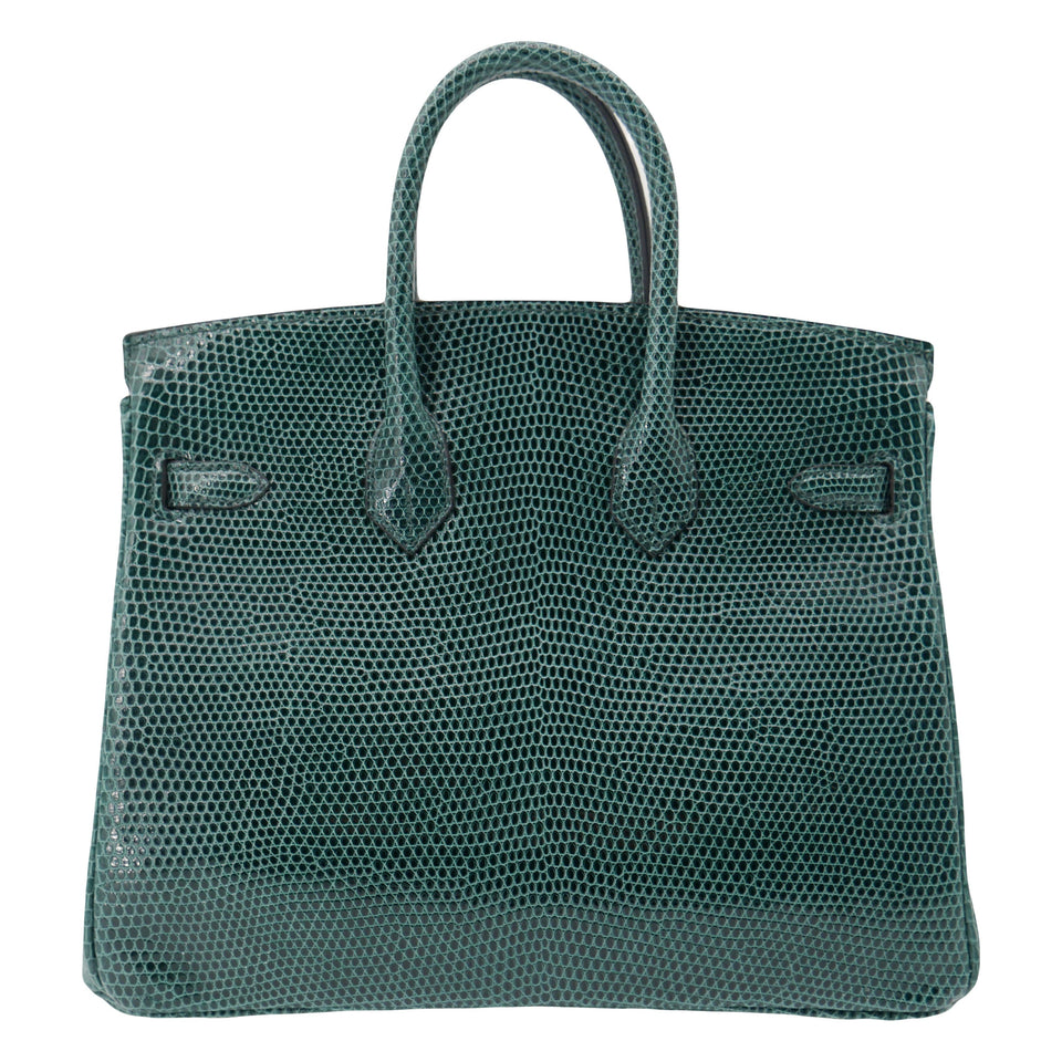 Hermes25cm Birkin Vert Cypress Lizard Gold Hardware