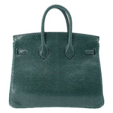 Hermes25cm Birkin Vert Cypress Lizard Gold Hardware