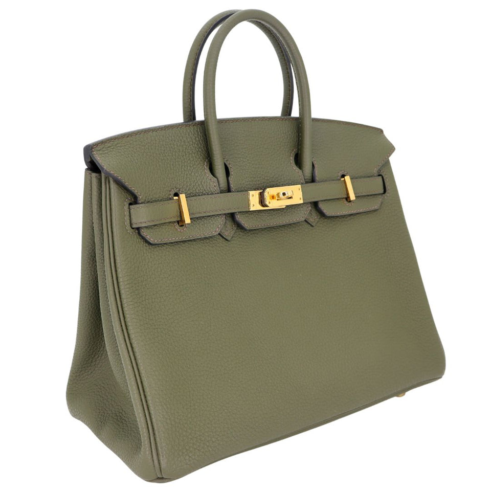 Hermes25cm Birkin Vert Olive Togo Leather Gold Hardware