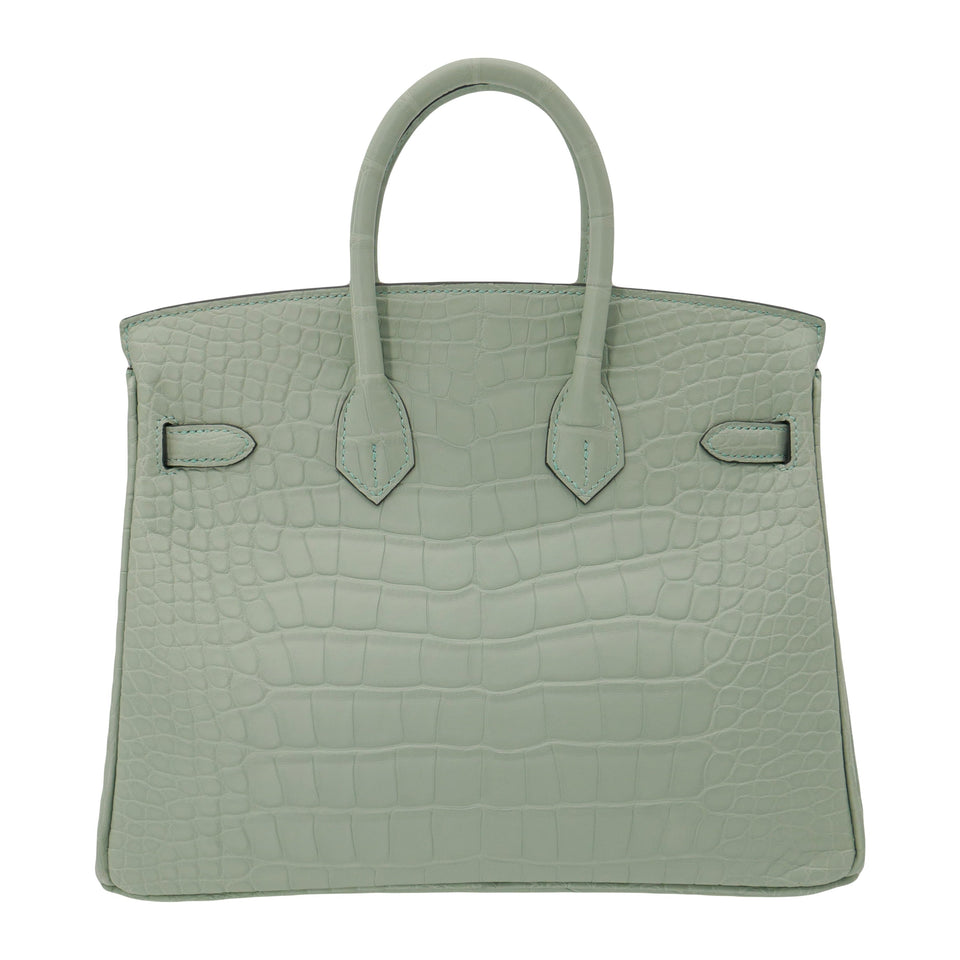 Hermes25cm Birkin Vert d'Eau Matte Alligator Gold Hardware
