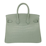Hermes25cm Birkin Vert d'Eau Matte Alligator Gold Hardware