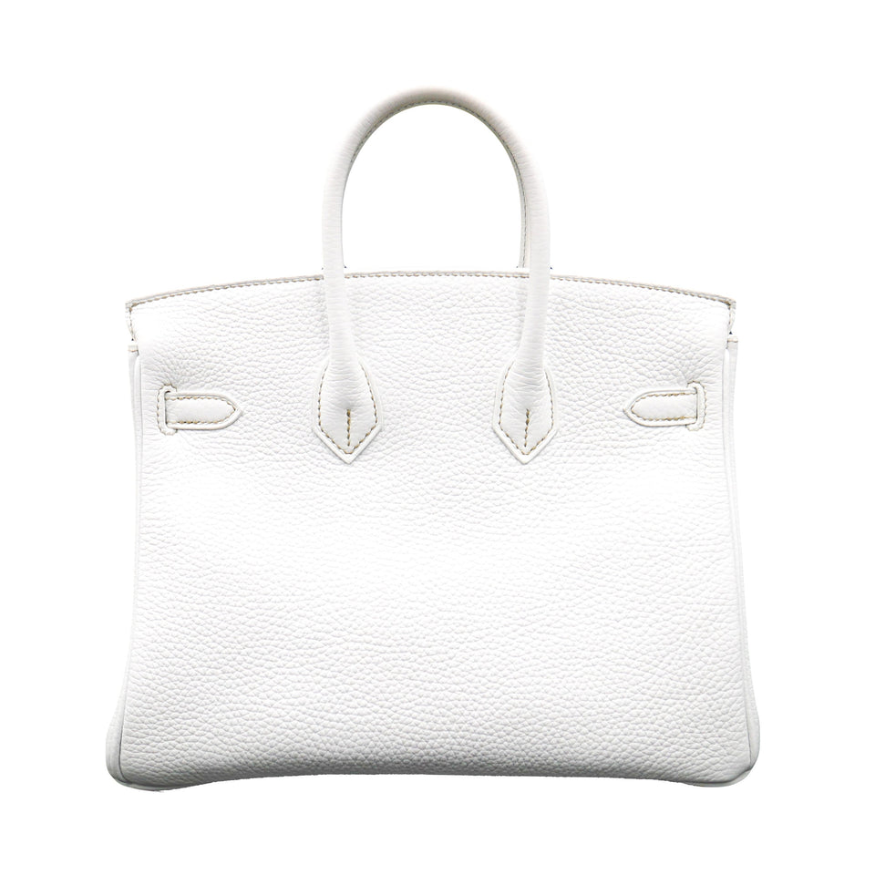 Hermes25cm Birkin White Clemence Leather Gold Hardware
